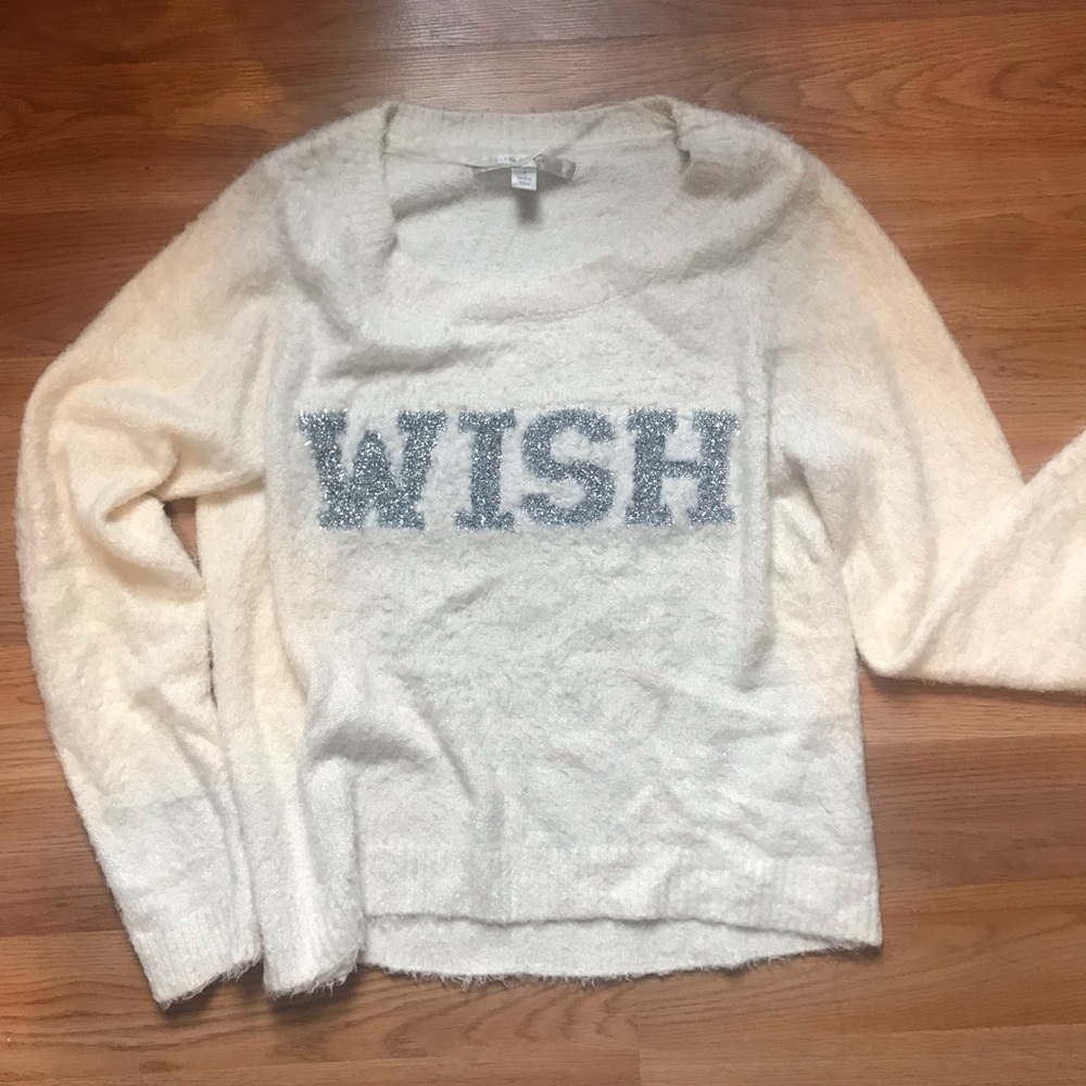 Wish sweater silver sparkly holiday